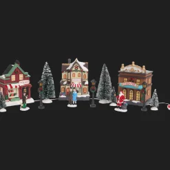 Kerstdorp met verlichting