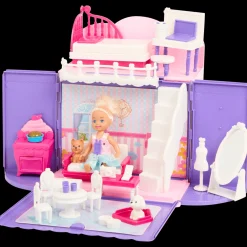Pop met opvouwbaar poppenhuis